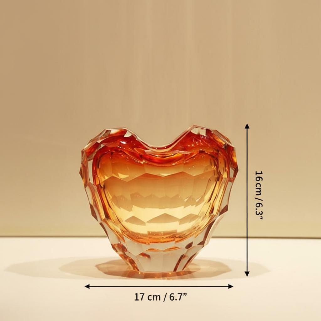 Medium crystal heart vase dimensions 17cm width 16cm height