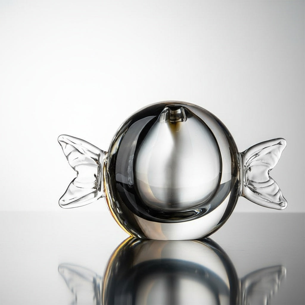 Detail of clear glass tail fin and gradient color