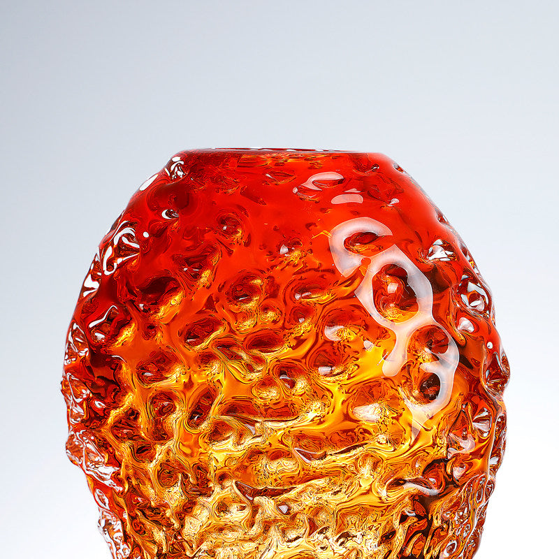 Close up detail of textured amber glass surface