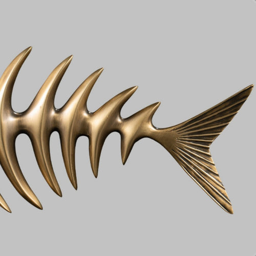 Close up detail of brass fish bone texture