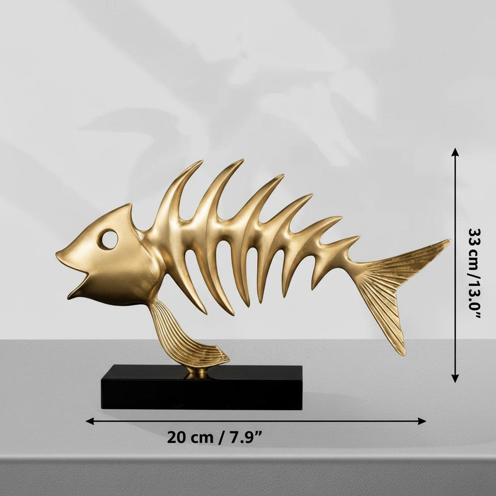 Dimensions of brass fish sculpture