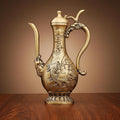 Full view of dragon and phoenix copper teapot