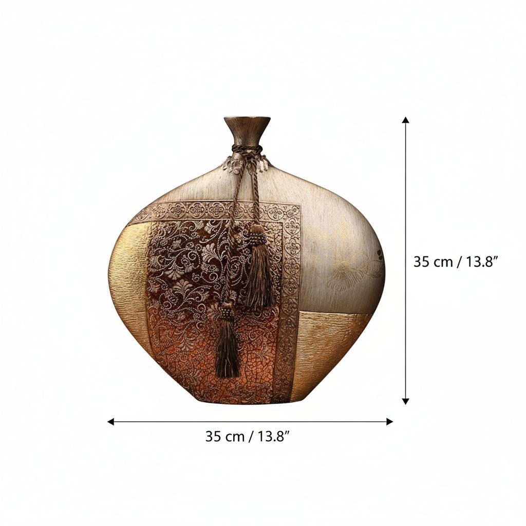 Dimensions of wide gold resin vase