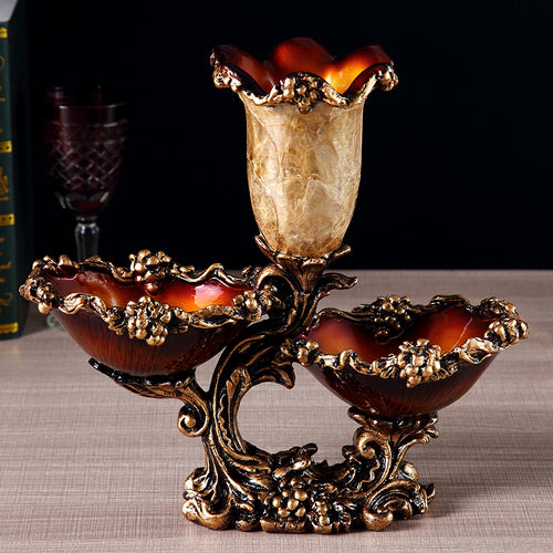 Back view showing intricate vine detailing on resin centerpiece