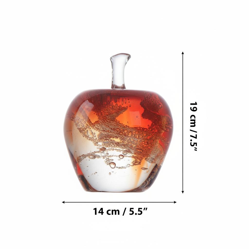 Dimensions of heavy glass apple sculpture