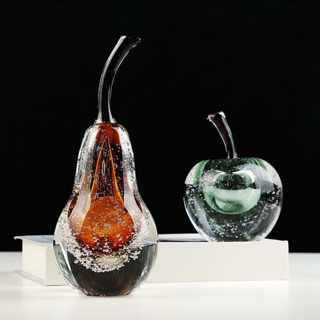 Dimensions of art glass apple sculpture 14cm height