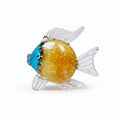 Blue and brown art glass fish sculpture side view