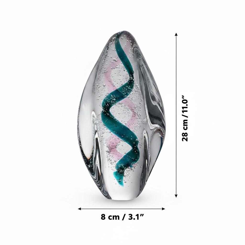Dimensions of art glass sculpture 28cm height