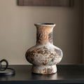 Artisanal Patterned Bulbous Ceramic Vase