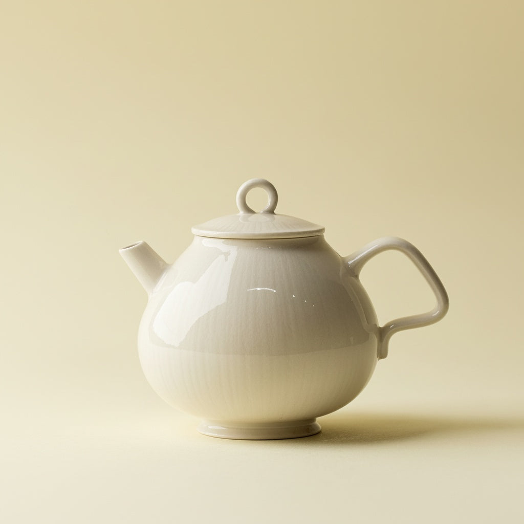 Beige Ceramic Round Teapot