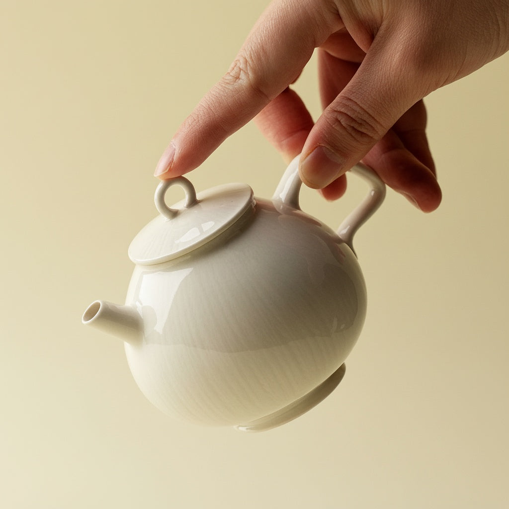 Beige Ceramic Round Teapot