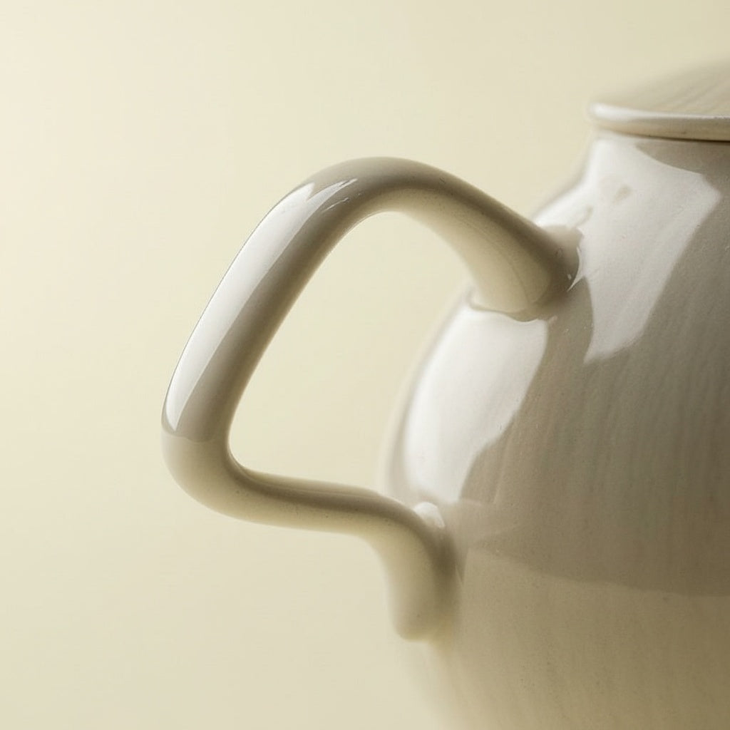 Beige Ceramic Round Teapot