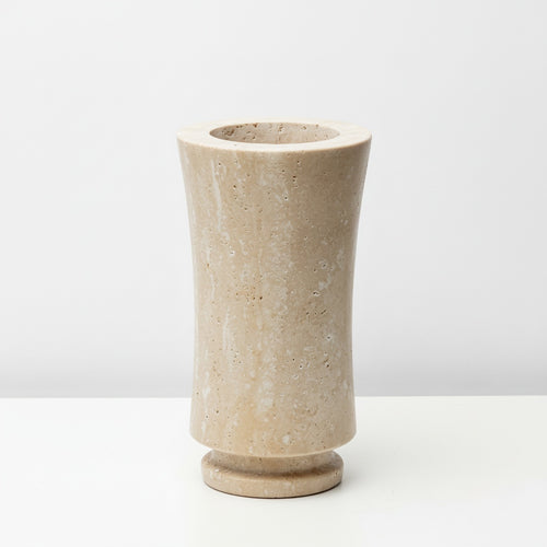 Beige Travertine Pedestal Vase