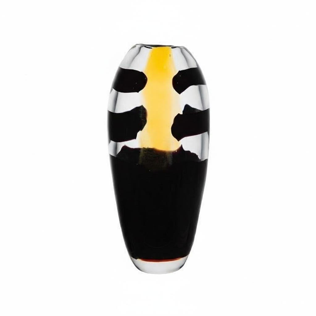 Single Black & Amber Glass Vase Isolated View