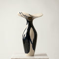 Black And Ivory Glazed Ceramic Flared Vase Studio View