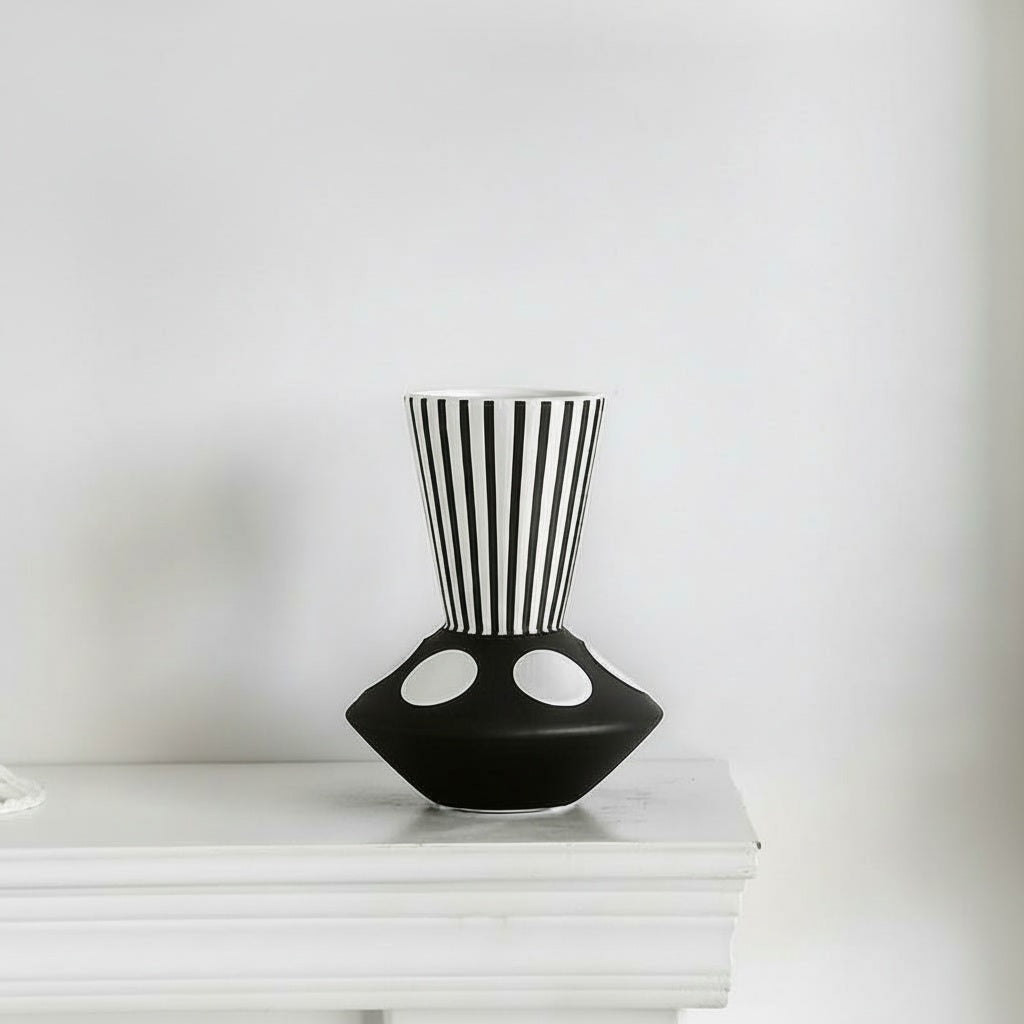 Black And White Ceramic Geometric Vase