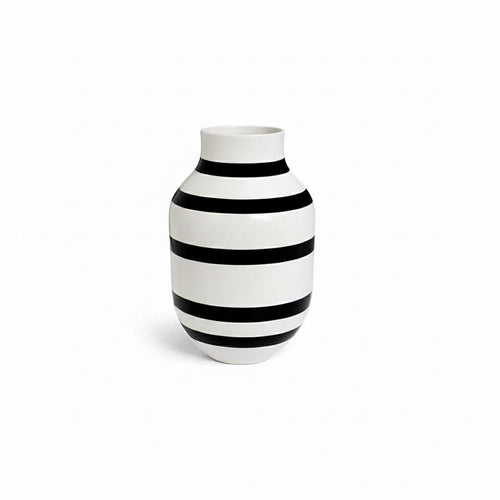Black And White Striped Ceramic Round Vase