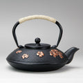 Black Cast Iron Floral Teapot