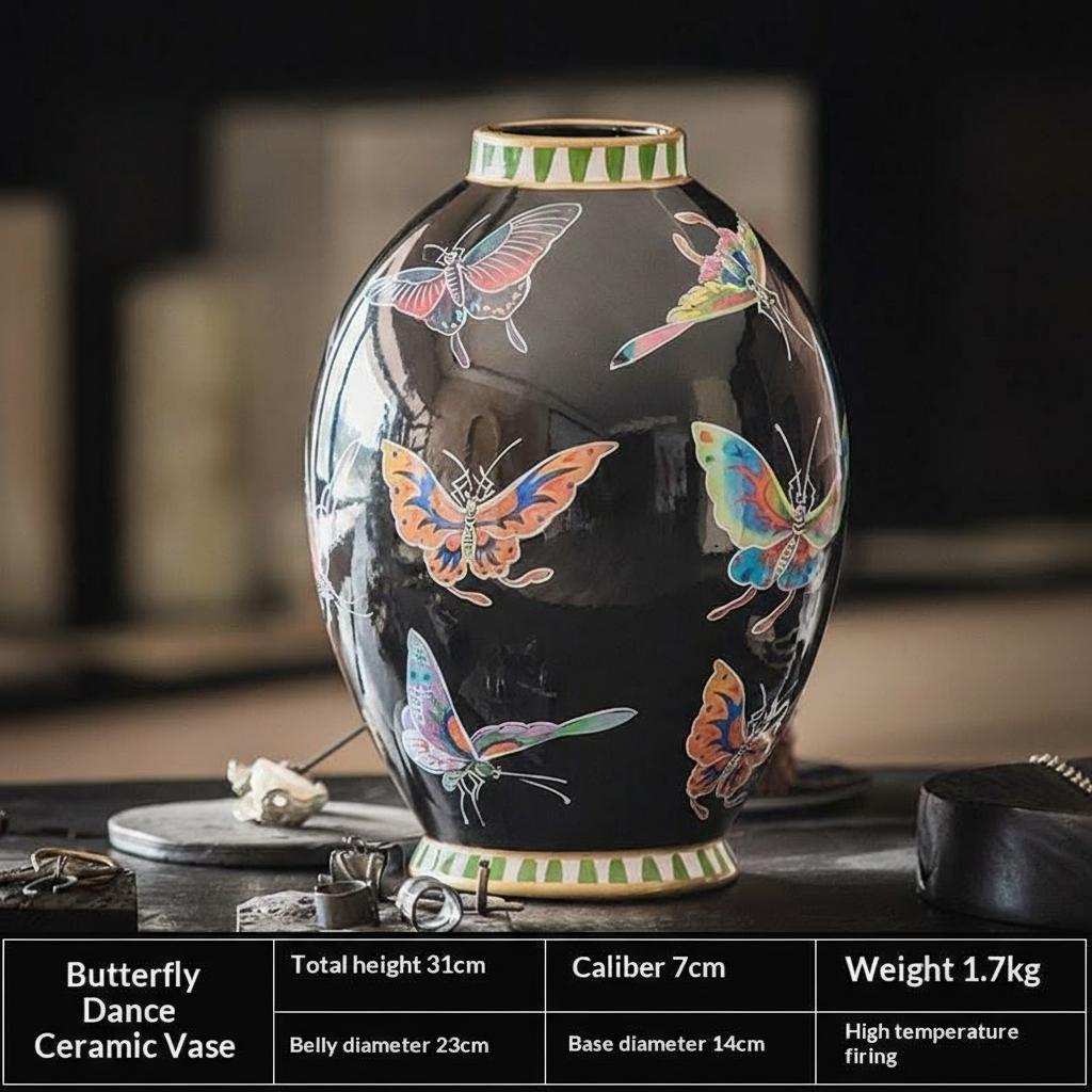 Detailed view of butterfly vase shape and finish