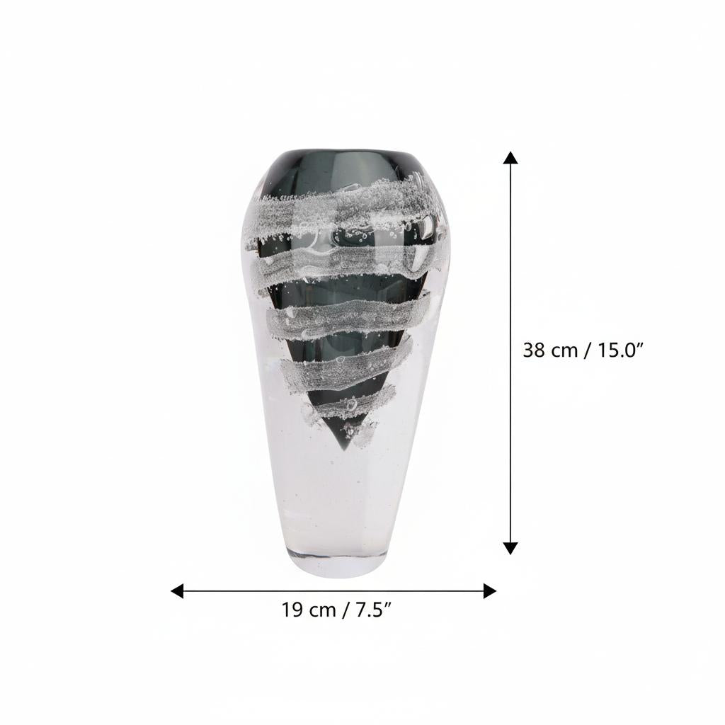 Medium black and clear glass vase detail