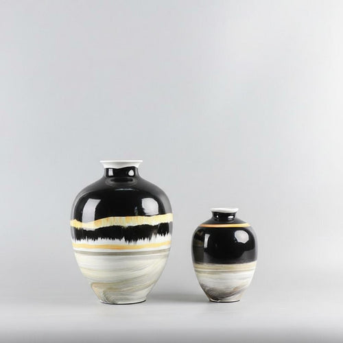Set of two abstract ceramic vases in large and medium sizes