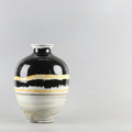 Close up of large abstract ceramic vase front view