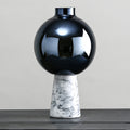 Tall black glass mushroom vase front view