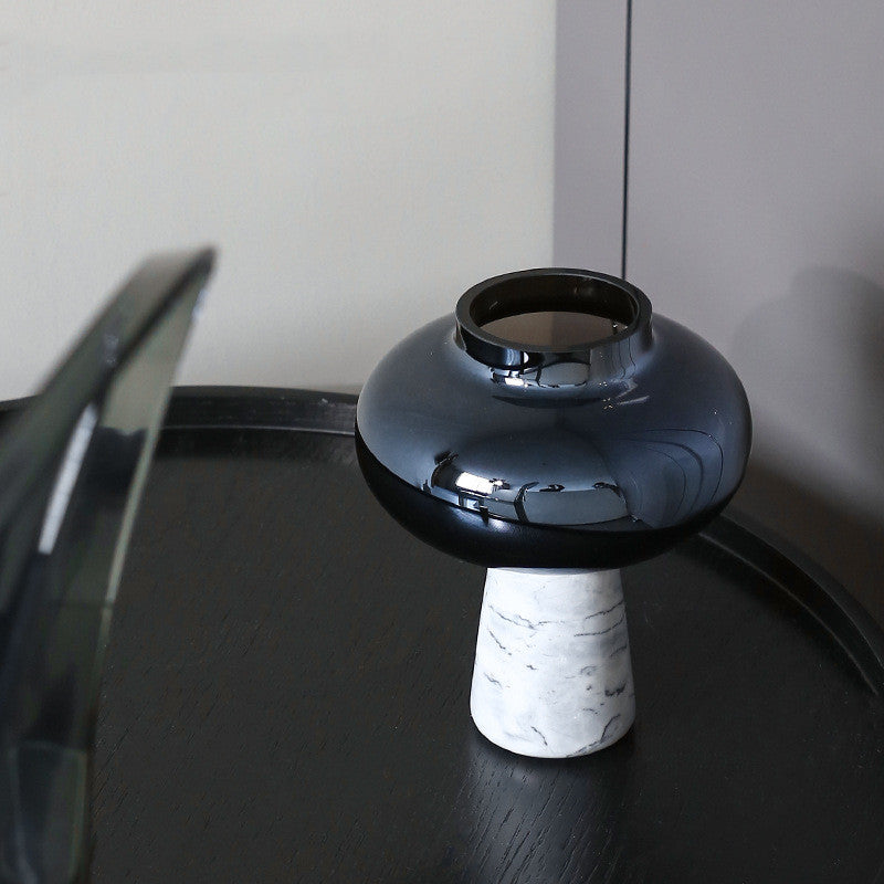 Medium black glass vase front view