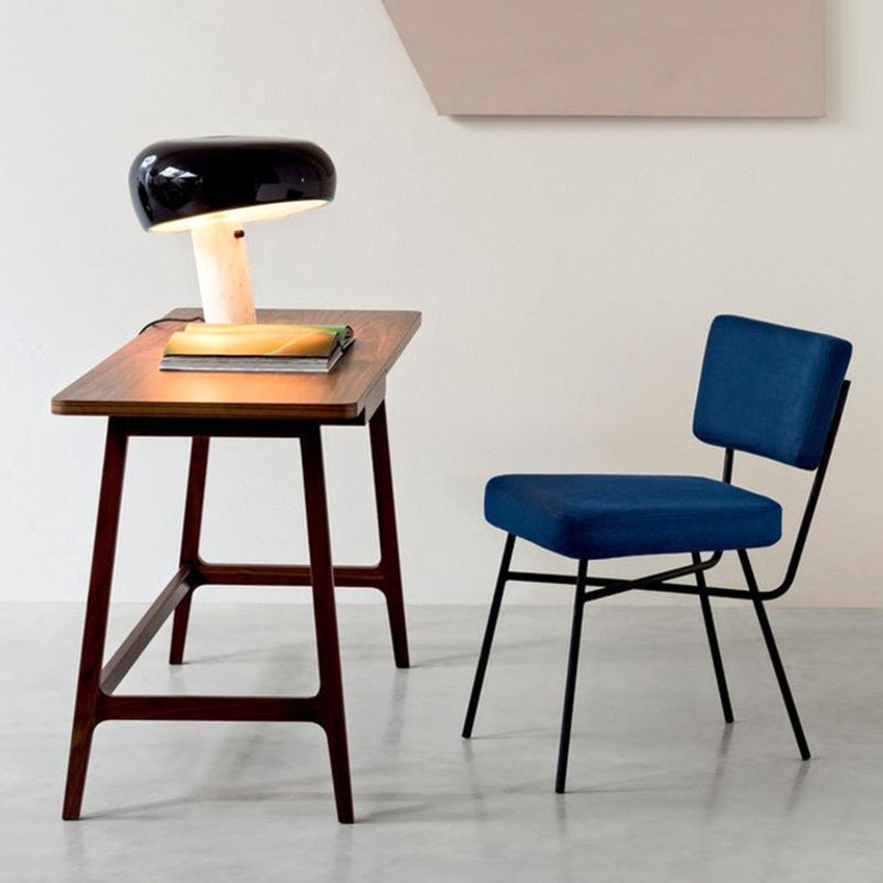 Illuminated marble table lamp styled on a mid-century modern wooden desk