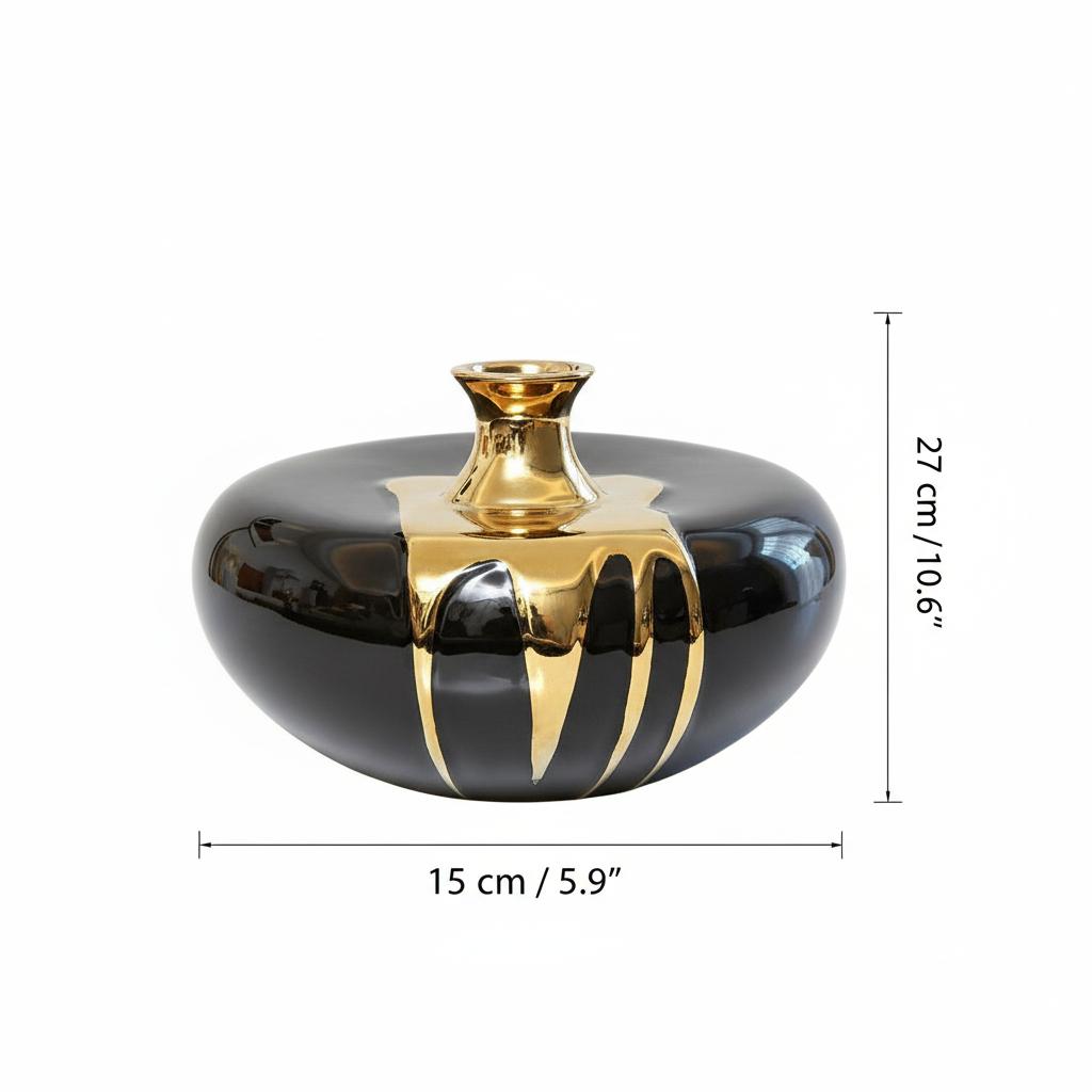 Medium black and gold vase dimensions