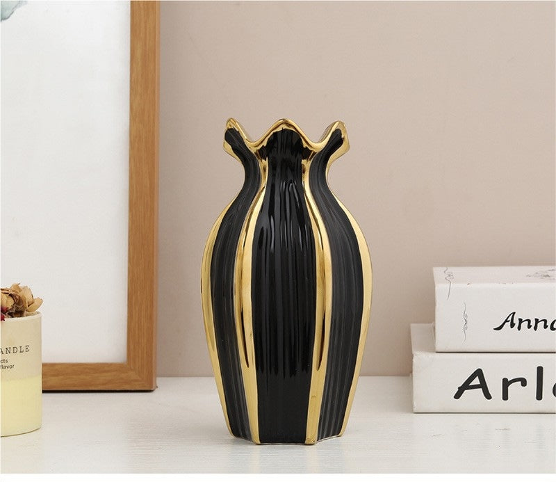 Lifestyle shot of vase on shelf with books