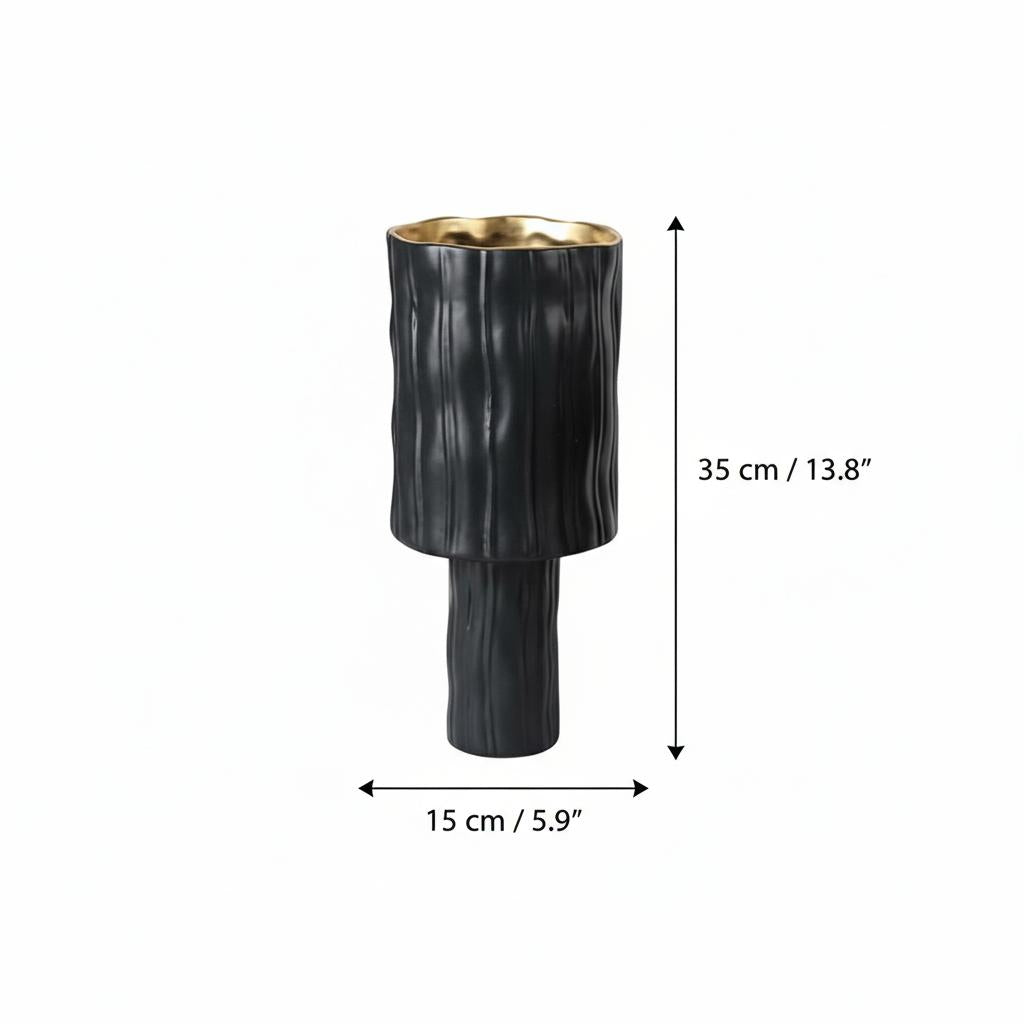 Tall black fluted vase dimensions