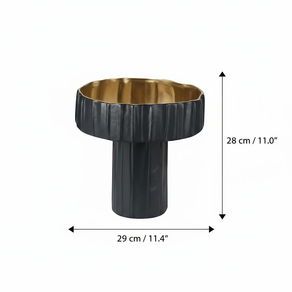 Wide black pedestal bowl dimensions