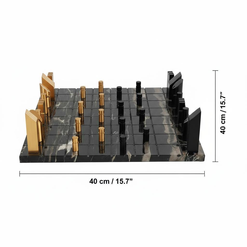 Dimensions diagram of square marble chess board