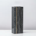 Black marble rectangular vase with vertical brass inlay