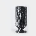 Black stone chalice vase angled view