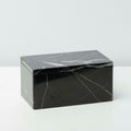 Black marble rectangular decorative box with natural white veining