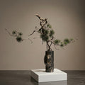 Black Marble Sculptural Cylindrical Vase