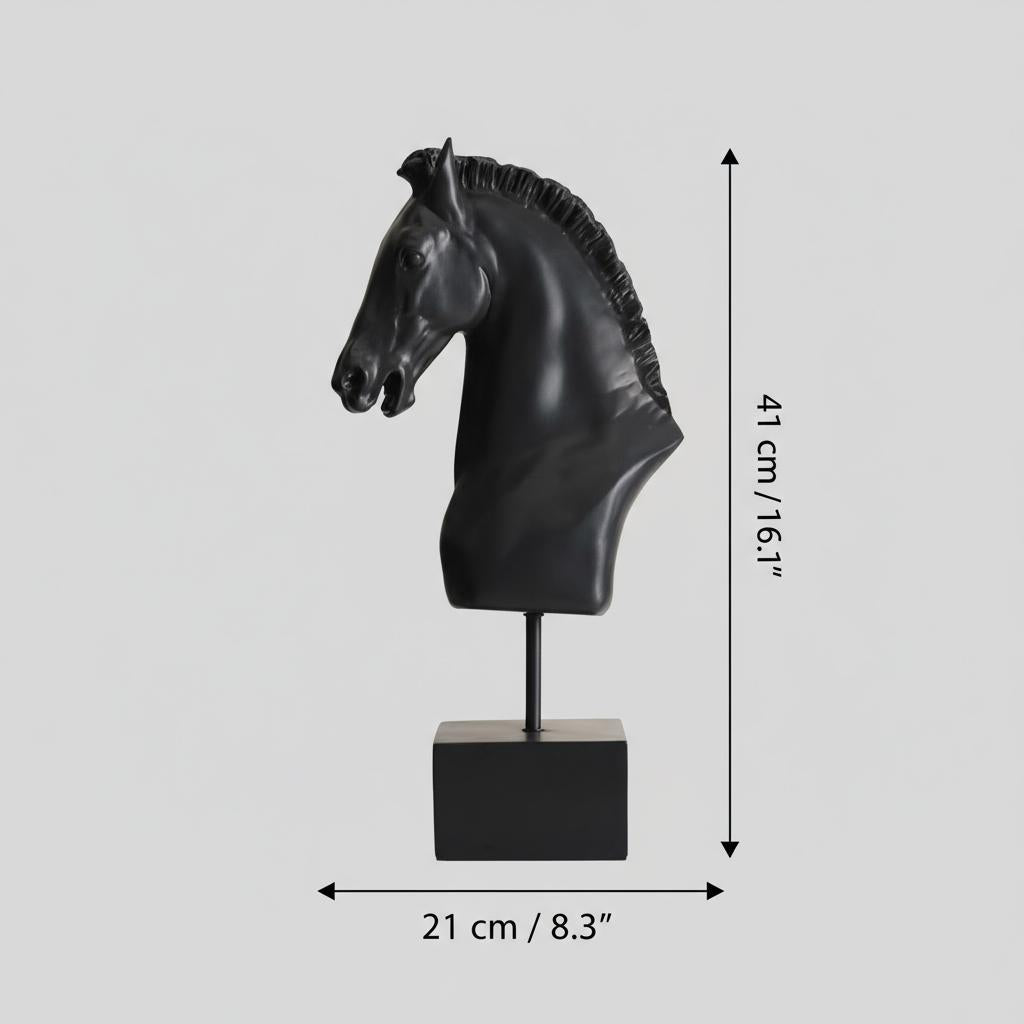 Dimensions diagram showing height and width of sculpture