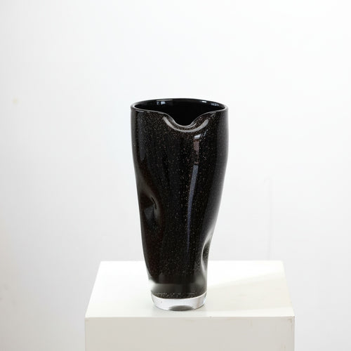 Black Speckled Glass Organic Vase
