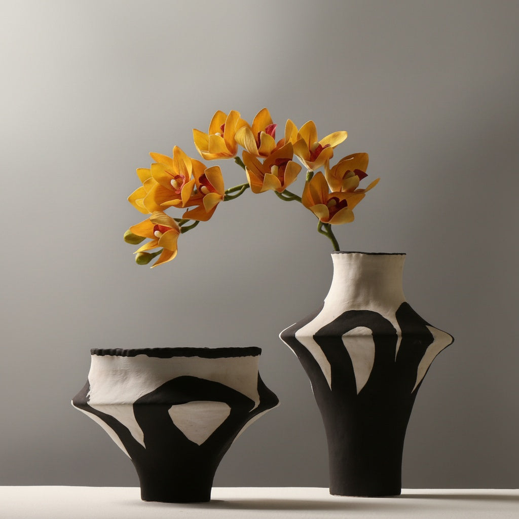 Black and White Ceramic Sculptural Vase