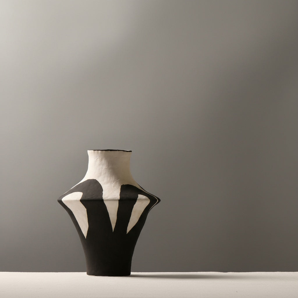 Black and White Ceramic Sculptural Vase