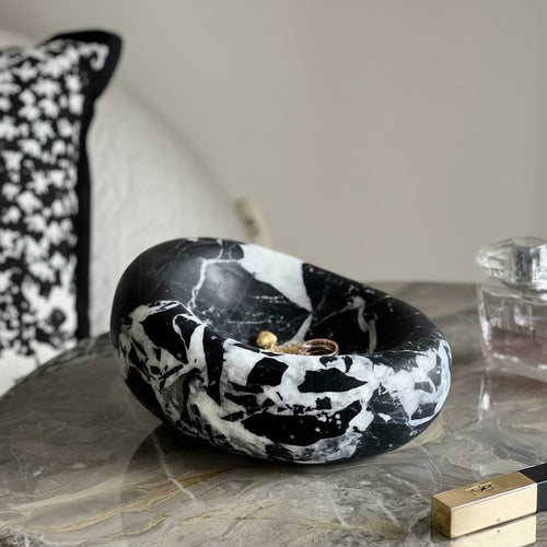 Black and White Marble Organic Catchall Bowl