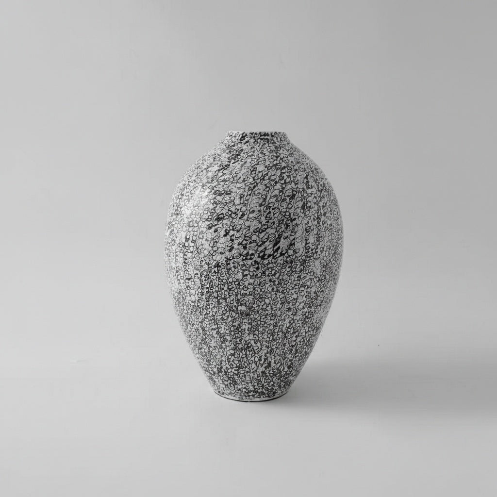 Medium black and white patterned ceramic vase