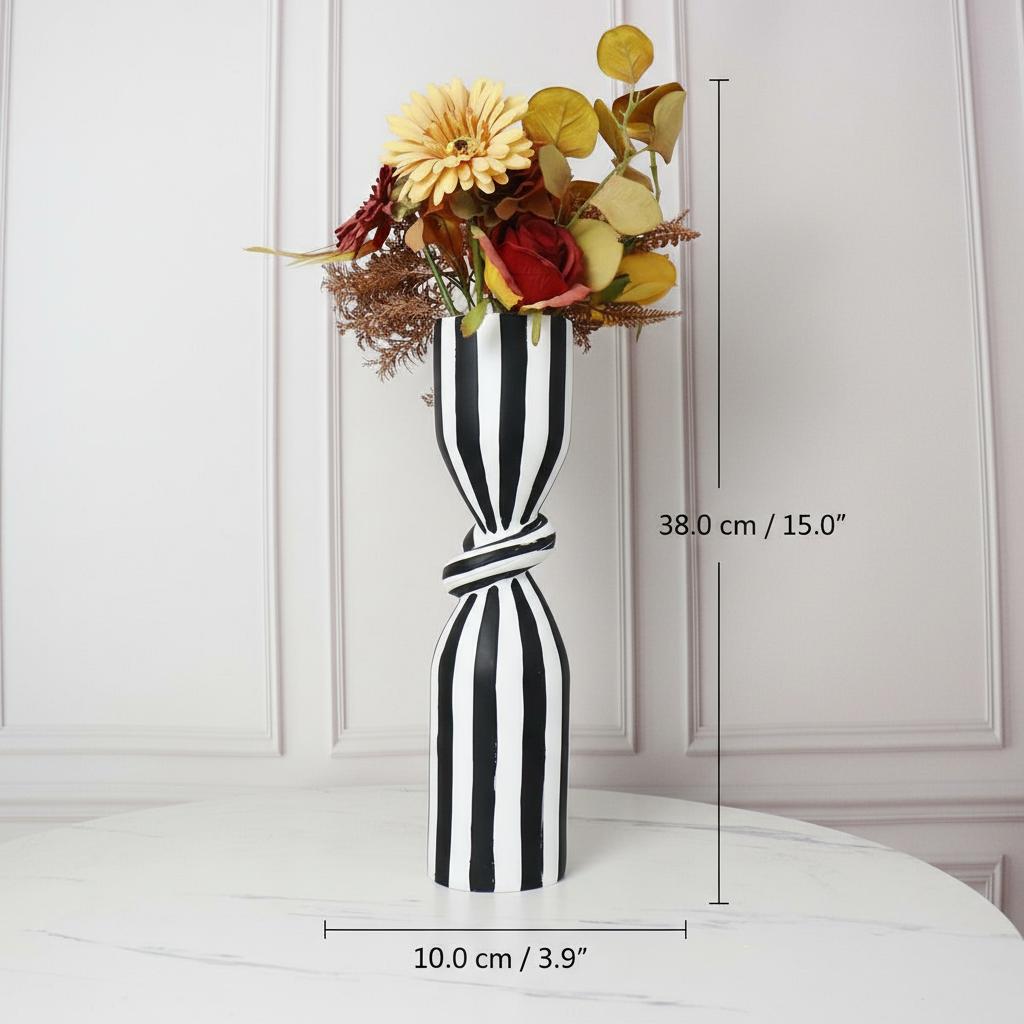 Dimensions of large striped knotted vase