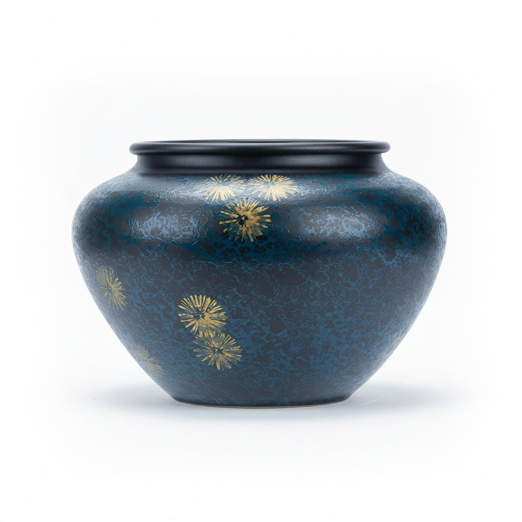 Blue And Gold Ceramic Round Decorative Bowl