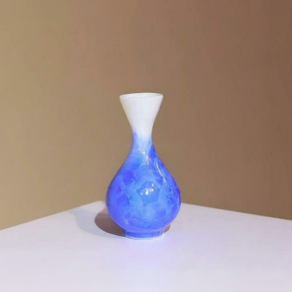 Blue And White Ceramic Teardrop Bud Vase
