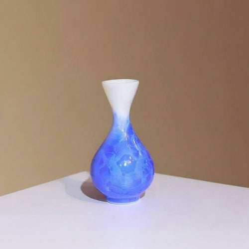 Blue And White Ceramic Teardrop Bud Vase