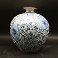 Blue And White Floral Porcelain Round Vase