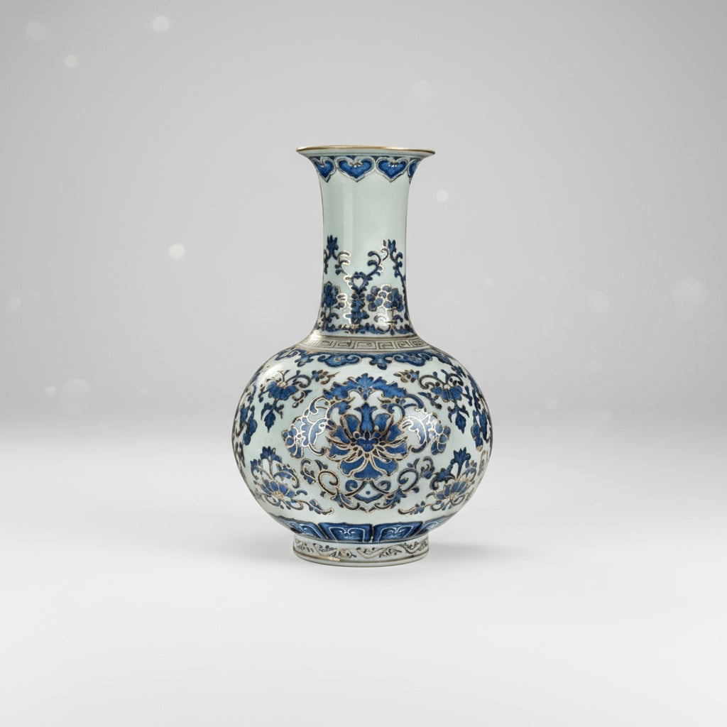 Blue And White Patterned Porcelain Vase
